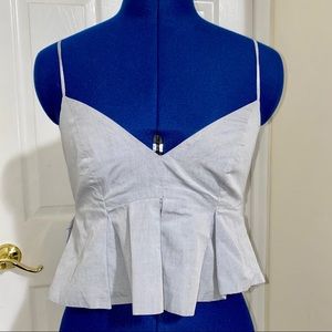 Zara Gray Pleated Spaghetti Strap Crop Top